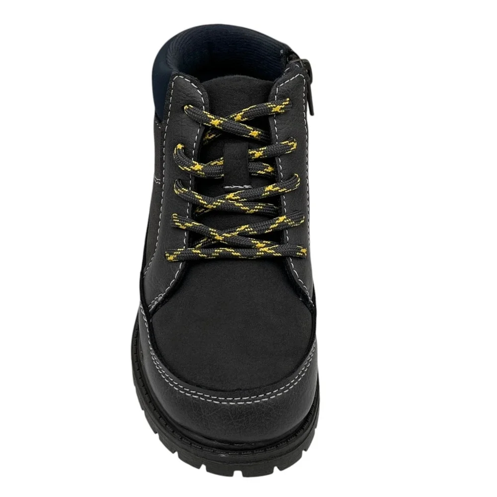 Carter's Little Boy's Trail Hiking Ankle Boots Size 11 Gray Navy Blue Side Zip